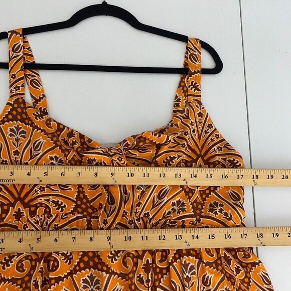 Knox Rose Wide Strap Sleeveless A-Line Midi Dress Size XL Orange Floral Smocked - Picture 9 of 11